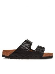 Birkenstock Klapki Arizona zebra 1029560 Czarny. Czarne klapki damskie Birkenstock, bez wzorów, ze skóry, bez obcasa, bez zapięcia. Za 449.99 zł.