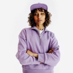 Bluza ze stójką na suwak damska Elementals. Szare bluzy damskie Decathlon, m, bez wzorów, z bawełny, sportowe, bez ramiączek, bez kaptura. Za 179.99 zł.