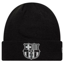 Czapka męska Core Cuff Beanie FC Barcelona Reflective Hat. Czarne czapki męskie New Era, bez wzorów. Za 129.99 zł.