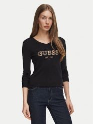 Guess Sweter W6BR55 Z1456 Czarny Regular Fit. Czarne swetry nierozpinane damskie Guess, s, z aplikacjami, z wiskozy, bez kołnierzyka, bez ramiączek. Za 344.99 zł.