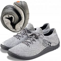 SH5010W Buty damskie BAREFOOT MERINO jasnoszary/grafitowy 37. Szare obuwie sportowe damskie Spokey, bez wzorów, bez zapięcia. Za 446.44 zł.