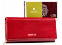 Portfel skórzany Peterson PTN 42100-SG czerwony. Czerwone portfele damskie Peterson, ze skóry. Za 174.00 zł.
