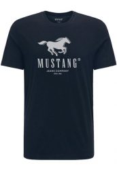 MUSTANG ALEX C PRINT MĘSKI T-SHIRT KOSZULKA LOGO TEE DARK SAPPHIRE 1015051 4136. Niebieskie t-shirty męskie Mustang, l, bez wzorów, z bawełny, bez kołnierzyka, bez ramiączek. Za 69.99 zł.
