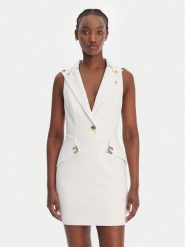 Elisabetta Franchi Sukienka koktajlowa AB-924-61E2-V520 Biały Regular Fit. Białe sukienki damskie Elisabetta Franchi, bez wzorów, z syntetyku, wizytowe, bez kołnierzyka, bez ramiączek. Za 2,209.00 zł.