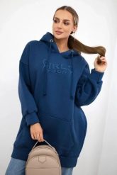 Bluza ocieplana z haftowanym napisem oversize jeansowa. Bluzy damskie KESI, l, bez wzorów, z bawełny, bez ramiączek, bez kaptura. Za 238.37 zł.
