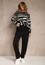Czarne Spodnie High Waist z Gumką i Troczkami w Pasie Rallena. Czarne spodnie materiałowe damskie Renee, bez wzorów, z jeansu, z podwyższonym stanem. Za 89.99 zł.