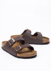 Klapki Unisex Birkenstock Arizona BF (51701). Brązowe klapki męskie Birkenstock, bez wzorów, z materiału, bez zapięcia. Za 309.00 zł.