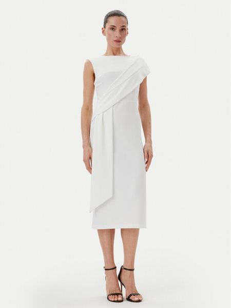 Rinascimento Sukienka koktajlowa CFC0019923002 Biały Regular Fit. Białe sukienki damskie Rinascimento, s, bez wzorów, z syntetyku, wizytowe, bez kołnierzyka, bez ramiączek. Za 319.99 zł.