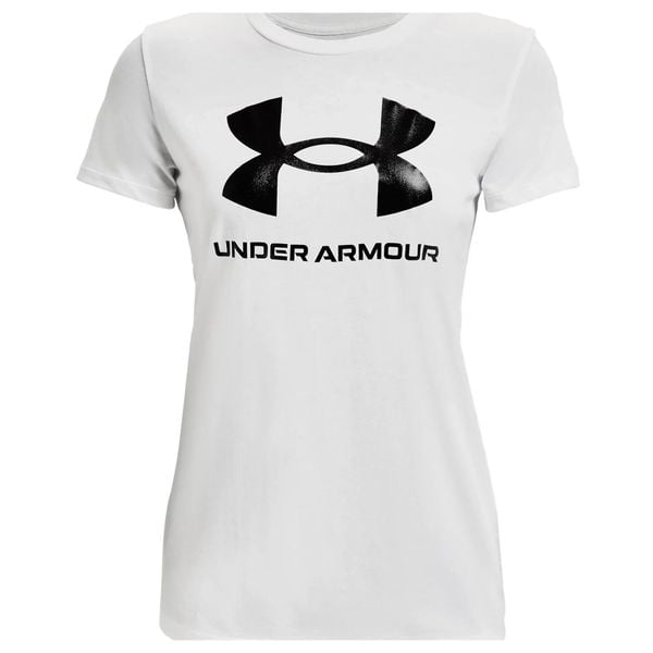 Damska Koszulka Z Grafiką W Sportowym Stylu. Białe bluzki damskie Under Armour, m, bez wzorów, casualowe, bez kołnierzyka, bez ramiączek. Za 141.99 zł.