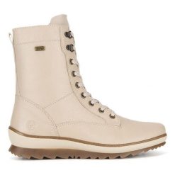 Trzewiki Remonte. Brązowe botki damskie Remonte, bez wzorów, bez obcasa, na płaskiej podeszwie, bez zapięcia. Za 321.99 zł.