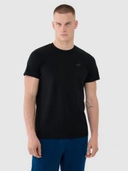 4F T-shirt regular gładki męski - czarny XXL. Czarne t-shirty męskie 4F, m, bez wzorów, z bawełny, bez kołnierzyka, bez ramiączek. Za 49.99 zł.