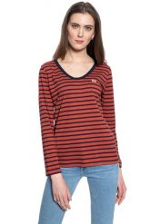 DAMSKA KOSZULKA Z DŁUGIM RĘKAWEM LEE LS SCOOP NECK TEE REGULAR FIT RED OCHRE L44DYKOE 112109832. Brązowe bluzki damskie Lee, l, bez wzorów, bez kołnierzyka, bez ramiączek. Za 99.99 zł.