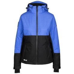 Damska Kurtka Narciarska Jaclyn DLX. Czarne kurtki sportowe damskie Trespass, m, z aplikacjami, z materiału, bez ramiączek, z kapturem, narciarskie. Za 537.99 zł.