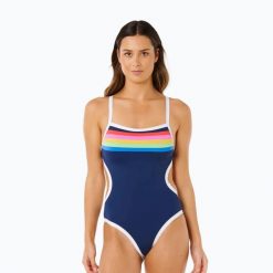 Strój kąpielowy jednoczęściowy damski Rip Curl Surf Stripe Cheeky. Niebieskie stroje kąpielowe damskie Rip Curl, s, bez wzorów, z elastanu. Za 229.99 zł.