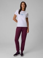 4F Spodnie dresowe joggery damskie - różowe M. Czerwone spodnie dresowe damskie 4F, bez wzorów, z dresówki, klasyczne, krótkie. Za 159.99 zł.