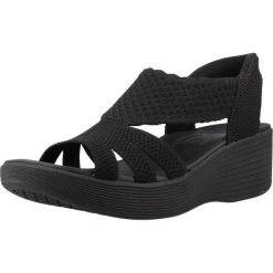 Sandały SKECHERS 120012S Czarny. Czarne sandały damskie Skechers, bez wzorów, z materiału, bez obcasa, bez zapięcia. Za 234.99 zł.