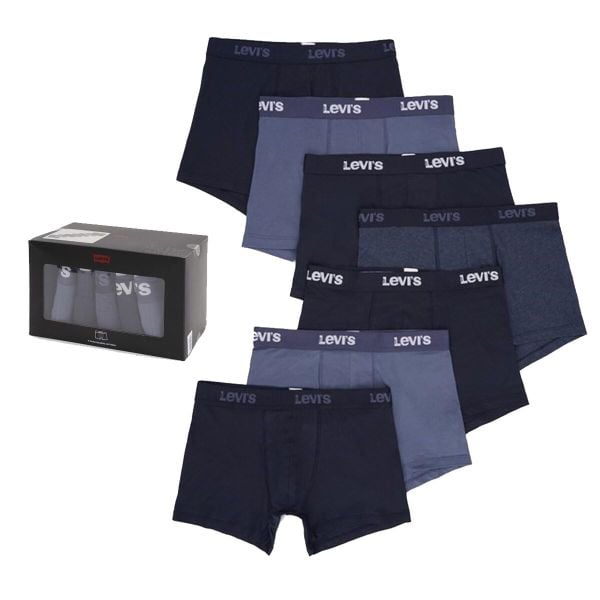 Bokserki majtki męskie Levi's Men Boxershort 7-Pack. Niebieskie bokserki męskie Levi's®, bez wzorów, z bawełny. Za 302.99 zł.