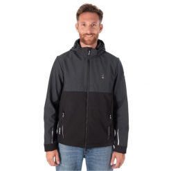 Kurtka turystyczna męska Softshell TIAGO odpinany kaptur. Czarne kurtki męskie Aulp, m, bez wzorów, z elastanu, bez kaptura, do biegania. Za 599.99 zł.