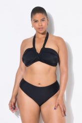 Damski Top od bikini miękkie miseczki drapowanie na biuście. Czarne stroje kąpielowe damskie Ulla Popken, plus size, bez wzorów, z elastanu. Za 179.99 zł.