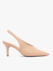 Beżowe wsuwane czółenka. Brązowe czółenka damskie Ryłko, bez wzorów, z gumy, bez obcasa, na obcasie, bez zapięcia. Za 399.99 zł.