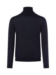 BOSS Sweter Mężczyźni wełna ze strzyży niebieski, S. Niebieskie swetry męskie Boss, m, bez wzorów, z dzianiny, bez kołnierzyka, bez ramiączek. Za 549.95 zł.