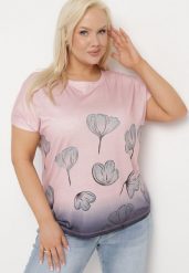 Ciemnoróżowy T-shirt z Krótkim Rękawem Ozdobiony Cyrkoniami Flovilla. Czerwone t-shirty damskie Born2be, uniwersalny, bez wzorów, z jeansu, biznesowe, bez kołnierzyka, bez ramiączek. Za 34.99 zł.