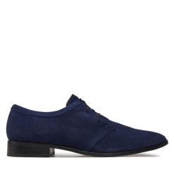 Półbuty Baldowski. Niebieskie buty wizytowe męskie Baldowski, bez wzorów, bez obcasa, bez zapięcia. Za 539.99 zł.
