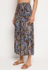 Czarne Bawełniane Spodnie Kuloty z Wzorem Paisley Tarrisa. Czarne spodnie materiałowe damskie Born2be, bez wzorów, z bawełny, eleganckie. Za 39.99 zł.