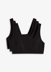 Biustonosz bustier z bawełną organiczną (3 szt.). Zielone biustonosze bonprix, bez wzorów, z bawełny. Za 117.99 zł.