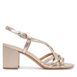 Sandały Geox. Żółte sandały damskie Geox, bez wzorów, bez obcasa, na słupku, bez zapięcia. Za 389.99 zł.