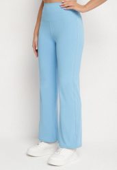 Niebieskie Legginsy Dzwony z Wysokim Stanem i Szeroką Gumką w Talii Idoreia. Niebieskie legginsy damskie Born2be, bez wzorów, z jeansu. Za 49.99 zł.