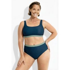 Damskie Bikini faktura w muszelki miękkie miseczki regulowane ramiączka. Niebieskie stroje kąpielowe damskie Ulla Popken, plus size, bez wzorów, z elastanu. W wyprzedaży za 191.99 zł.
