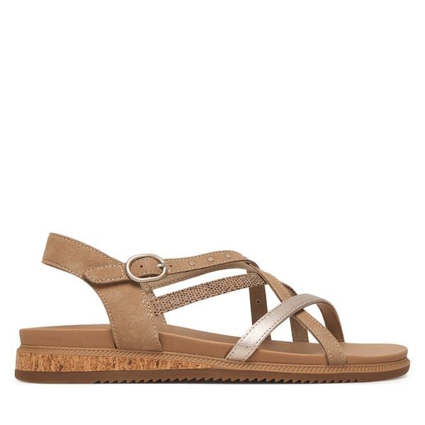Sandały Skechers. Brązowe sandały damskie Skechers, bez wzorów, bez obcasa, na płaskiej podeszwie, bez zapięcia. Za 195.99 zł.