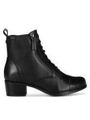 Go Soft Botki EST-GUSTA-05 Czarny. Czarne botki damskie GO SOFT, bez wzorów, ze skóry, bez obcasa, na słupku, bez zapięcia. Za 259.99 zł.