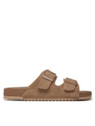 DeeZee Klapki MXCR-207 Beżowy. Brązowe klapki damskie DeeZee, bez wzorów, z materiału, bez obcasa, bez zapięcia. Za 119.99 zł.