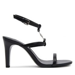 Sandały KARL LAGERFELD. Czarne sandały damskie KARL LAGERFELD, bez wzorów, bez obcasa, na szpilce, bez zapięcia. Za 439.99 zł.