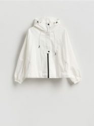 Parka z kapturem - złamana biel. Parki damskie Reserved, l, bez wzorów, z tkaniny, z kapturem. Za 199.99 zł.