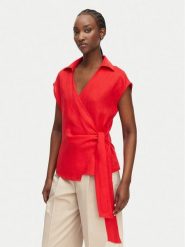 Tommy Hilfiger Bluzka WW0WW49632 Pomarańczowy Regular Fit. Brązowe bluzki damskie Tommy Hilfiger, bez wzorów, ze lnu, bez kołnierzyka, bez ramiączek. Za 489.99 zł.