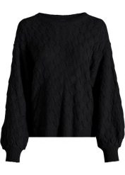 Sweter ażurowy. Czerwone swetry nierozpinane damskie bonprix, w ażurowe wzory, bez kołnierzyka, bez ramiączek. Za 112.99 zł.