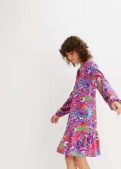 Sukienka tunikowa z lejącej wiskozy. Czerwone sukienki damskie bonprix, bez wzorów, z wiskozy, bez kołnierzyka, bez ramiączek. Za 149.99 zł.