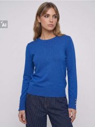 Dopasowany sweter z wiskozą - niebieski. Niebieskie swetry nierozpinane damskie Sinsay, l, bez wzorów, z wiskozy, bez kołnierzyka, bez ramiączek. Za 35.99 zł.