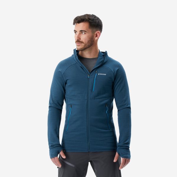 Sweter męski merino z kapturem Alpinism Simond. Niebieskie swetry męskie SIMOND, m, bez wzorów, z elastanu, sportowe, bez kołnierzyka, bez ramiączek. Za 349.99 zł.