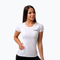 Koszulka GymBeam Basic. Białe bluzki damskie GYMBEAM, bez wzorów, sportowe, bez kołnierzyka, bez ramiączek. Za 49.99 zł.