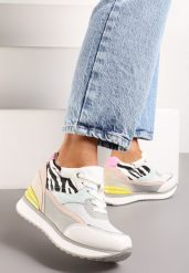 Białe Sneakersy na Ukrytym Niewysokim Koturnie z Brokatem Fioralan. Białe obuwie sportowe damskie Renee, bez wzorów, bez zapięcia. Za 119.99 zł.