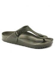 Klapki Birkenstock Gizeh Eva Dorosłych. Zielone klapki damskie Birkenstock, bez wzorów, z materiału, bez obcasa, bez zapięcia. Za 252.50 zł.
