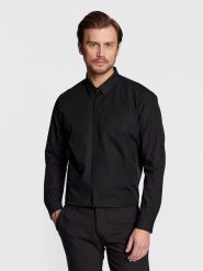 Calvin Klein Koszula Hidden K10K109891 Czarny Extra Slim Fit. Czarne koszule męskie Calvin Klein, m, bez wzorów, z bawełny, biznesowe, bez kołnierzyka, bez ramiączek. Za 309.99 zł.