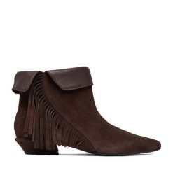 Botki GINO ROSSI. Brązowe botki damskie Gino Rossi, bez wzorów, bez obcasa, na słupku, bez zapięcia. Za 399.99 zł.