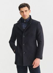 PAKO LORENTE - Płaszcz jednorzędowy w pepitkę. Płaszcze męskie Pako Lorente, na jesień, bez wzorów, z poliesteru, bez kołnierzyka, bez kaptura. Za 999.99 zł.