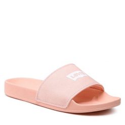 Klapki Levi's®. Czerwone klapki damskie bez wzorów, bez obcasa, bez zapięcia. Za 149.99 zł.
