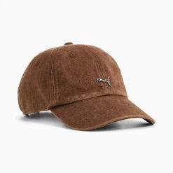 Czapka z daszkiem unisex Puma WARDROBE ESS METAL brązowa 02596808. Brązowe czapki damskie Puma, bez wzorów, z bawełny, eleganckie. Za 94.00 zł.